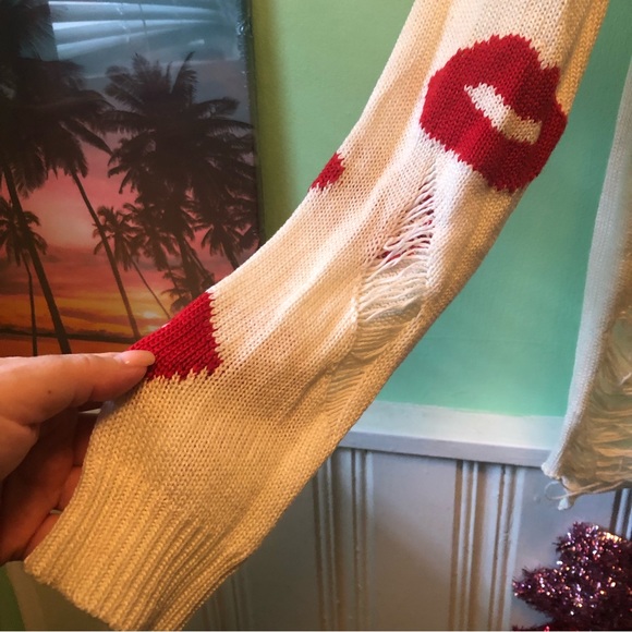 Gorgeous Love Tree Distressed Sweater with Lips - Picture 4 of 8
